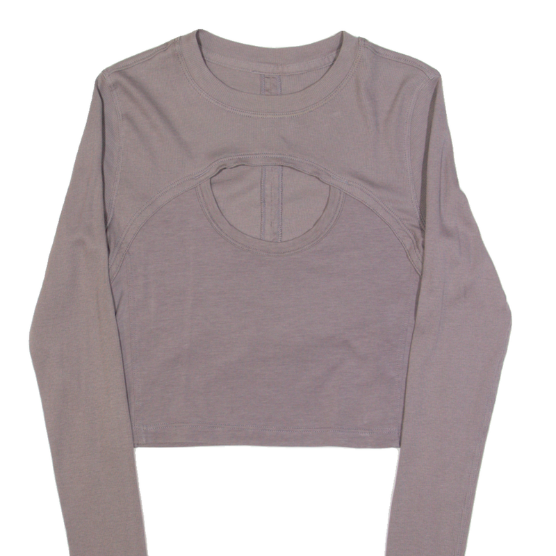 LULULEMON Cut Out Womens Cropped Top Beige Long Sleeve S