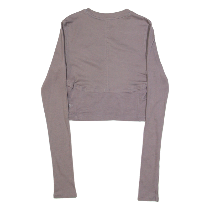 LULULEMON Cut Out Womens Cropped Top Beige Long Sleeve S