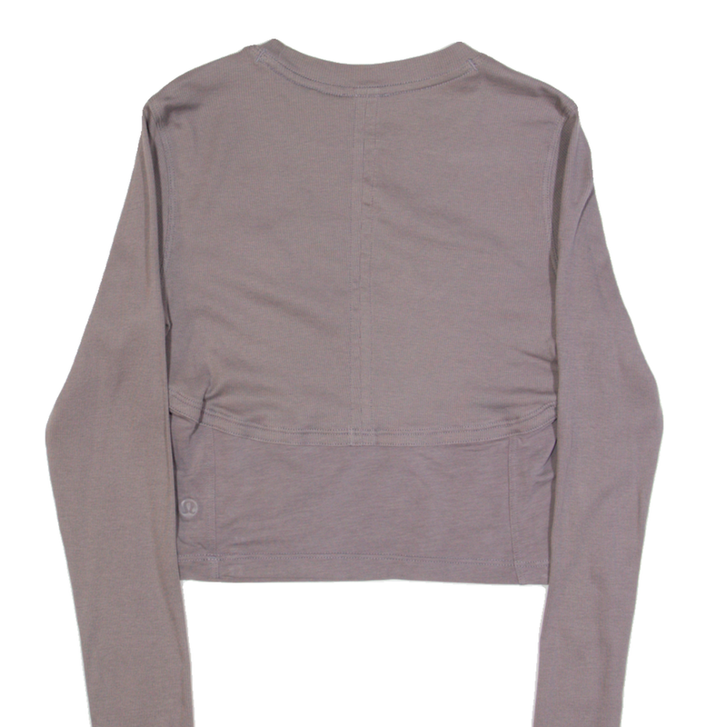 LULULEMON Cut Out Womens Cropped Top Beige Long Sleeve S