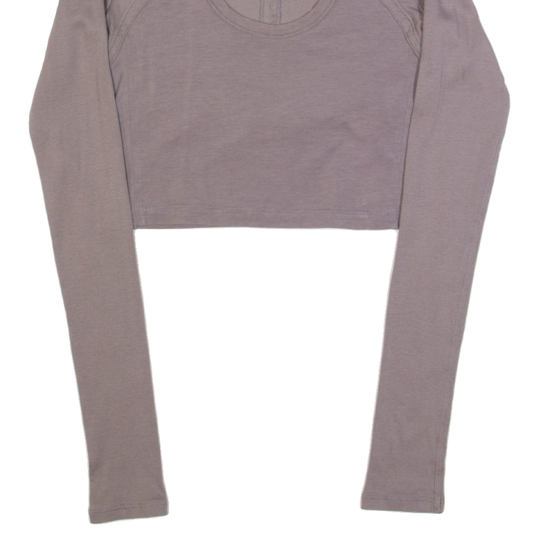 LULULEMON Cut Out Womens Cropped Top Beige Long Sleeve S