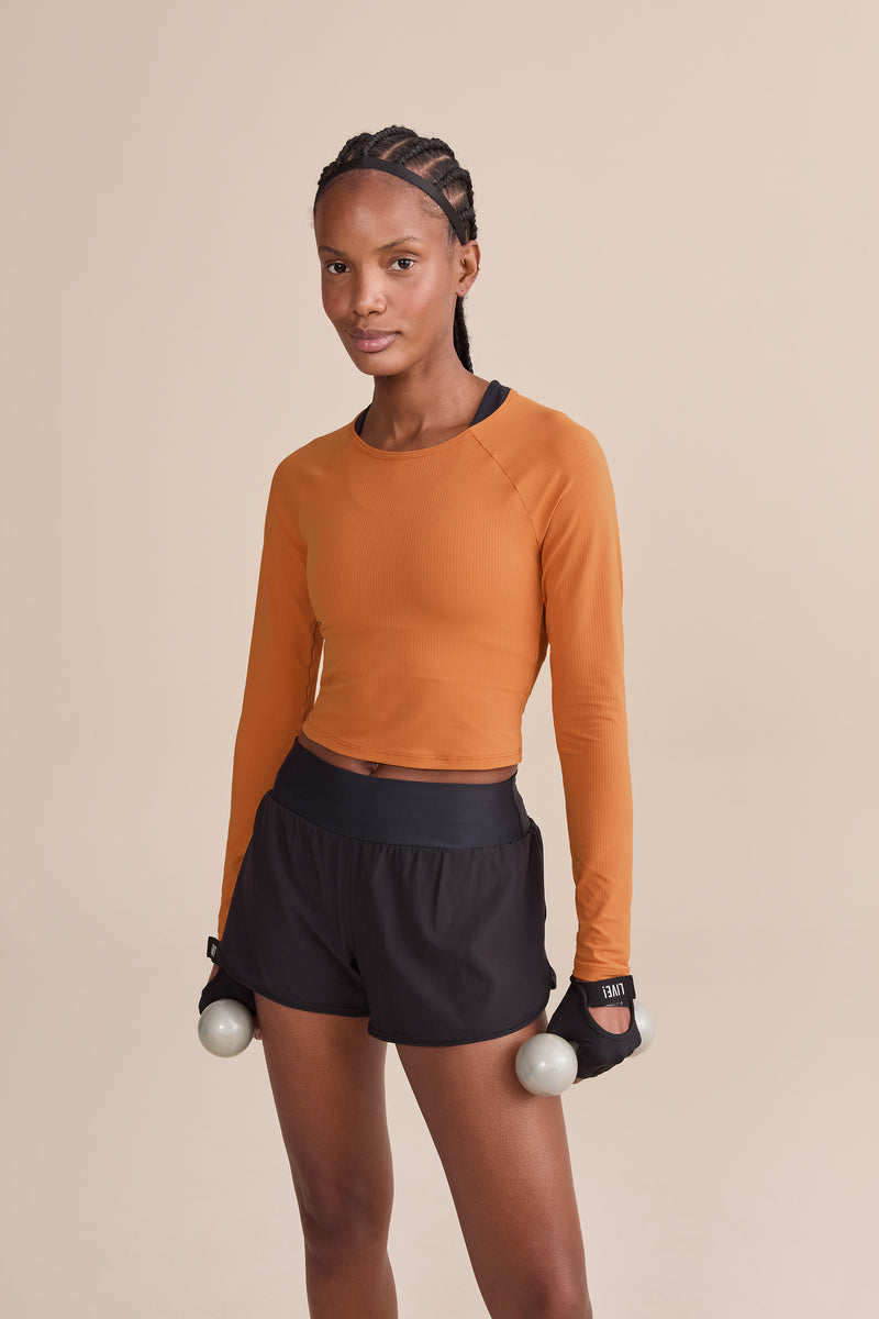Cut Out Ribbed Knit Long Sleeve Top