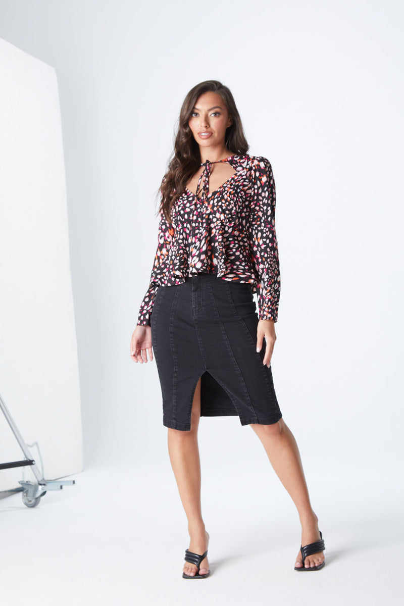 Tulipa Cut Out Tie Neck Top
