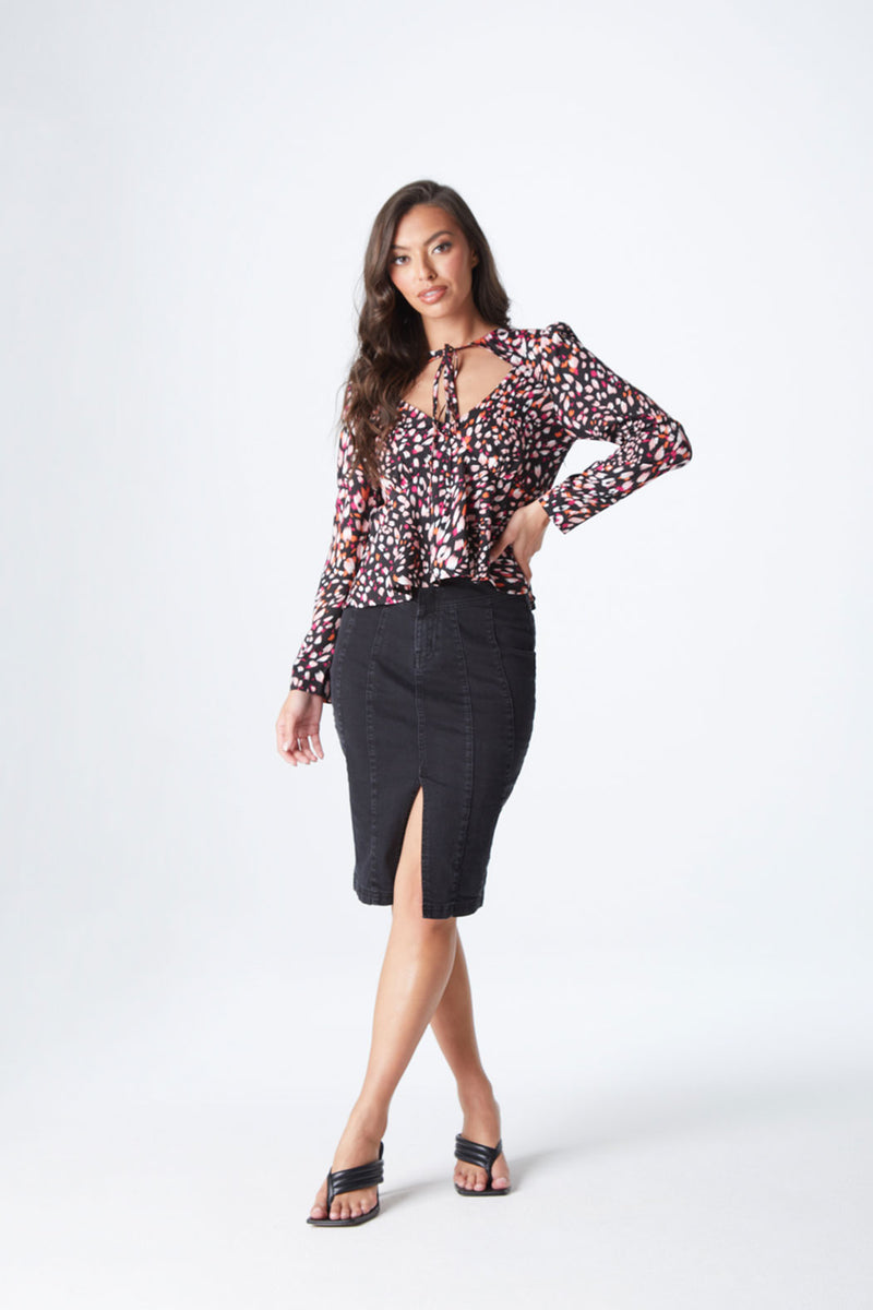 Tulipa Cut Out Tie Neck Top