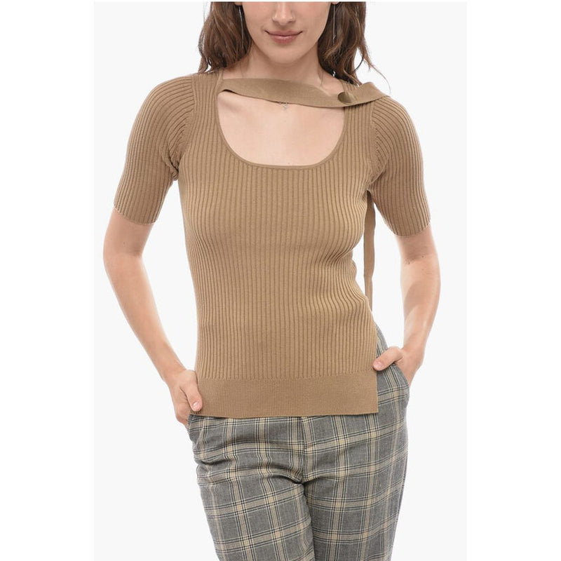 Eudon Choi Ribbed Top with Cut-Out Details