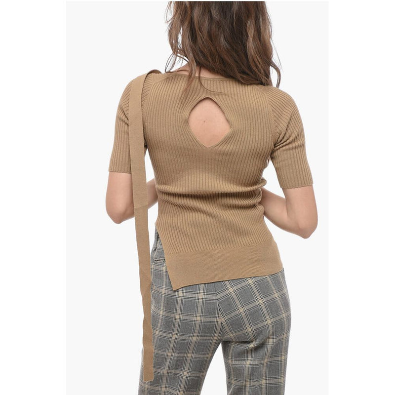 Eudon Choi Ribbed Top with Cut-Out Details