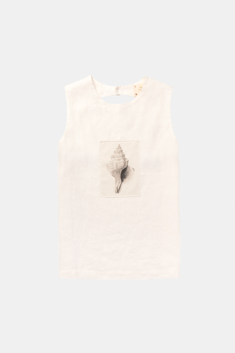 TOP BACKLESS GRAPHIC SEASHELL OFF-WHITE