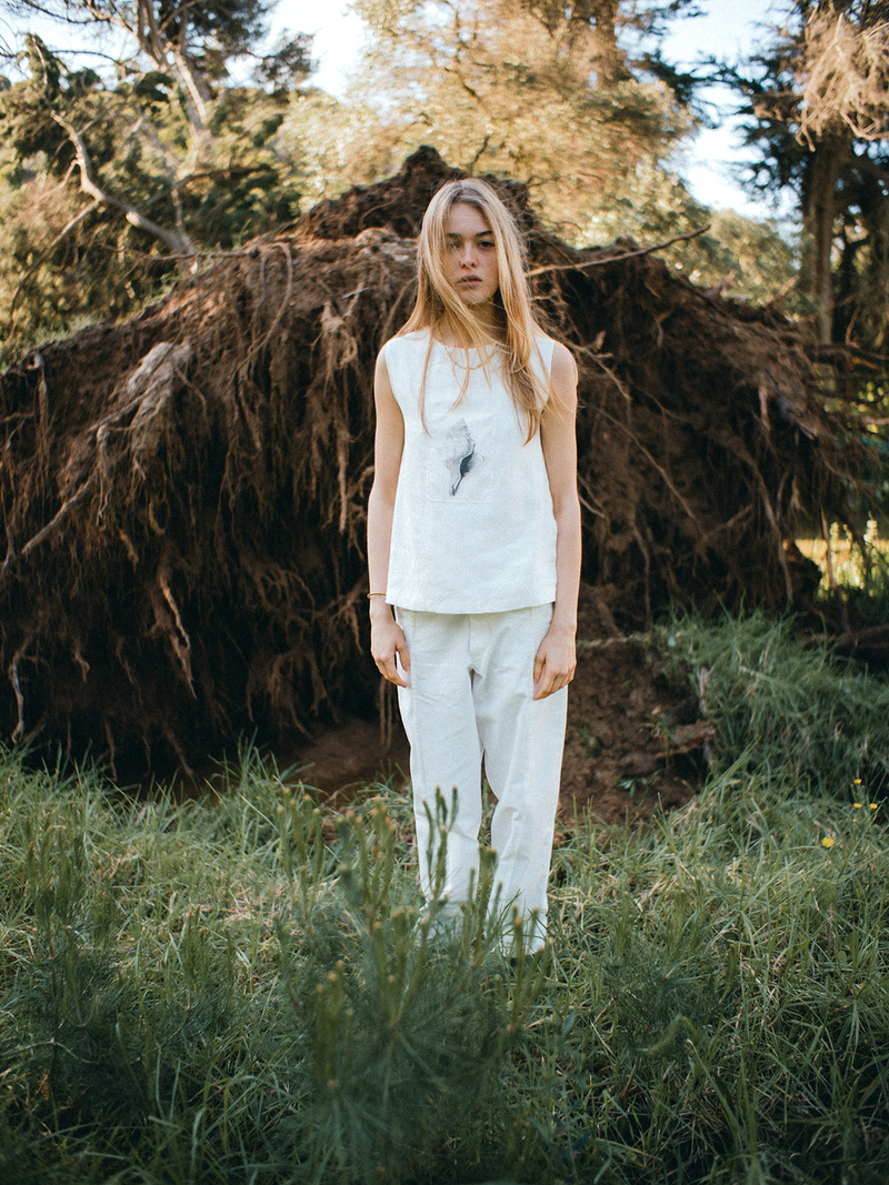 TOP BACKLESS GRAPHIC SEASHELL OFF-WHITE