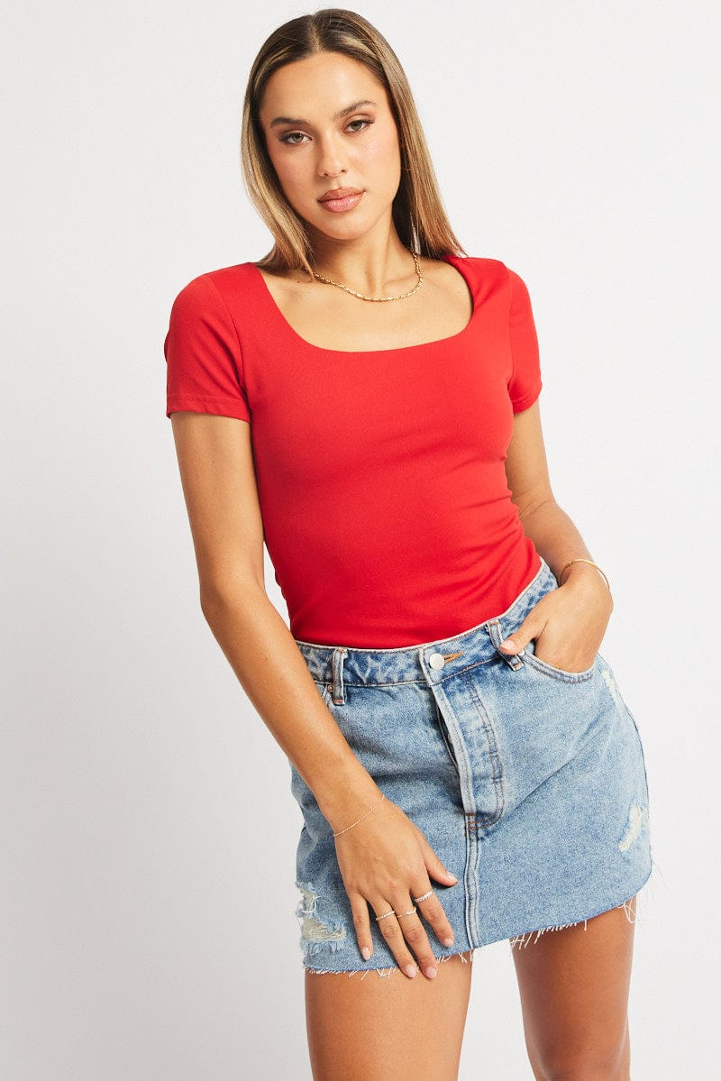 Red Supersoft Top Short Sleeve
