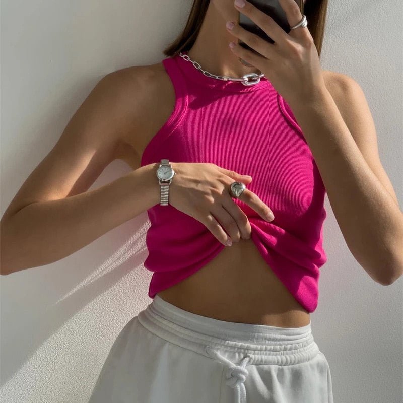 Summer Sexy Backless Tank Top Women Sleeveless Vest Quality Y2k Knitted Camis Tank Tops Women Casual Solid Color Basic Camisole