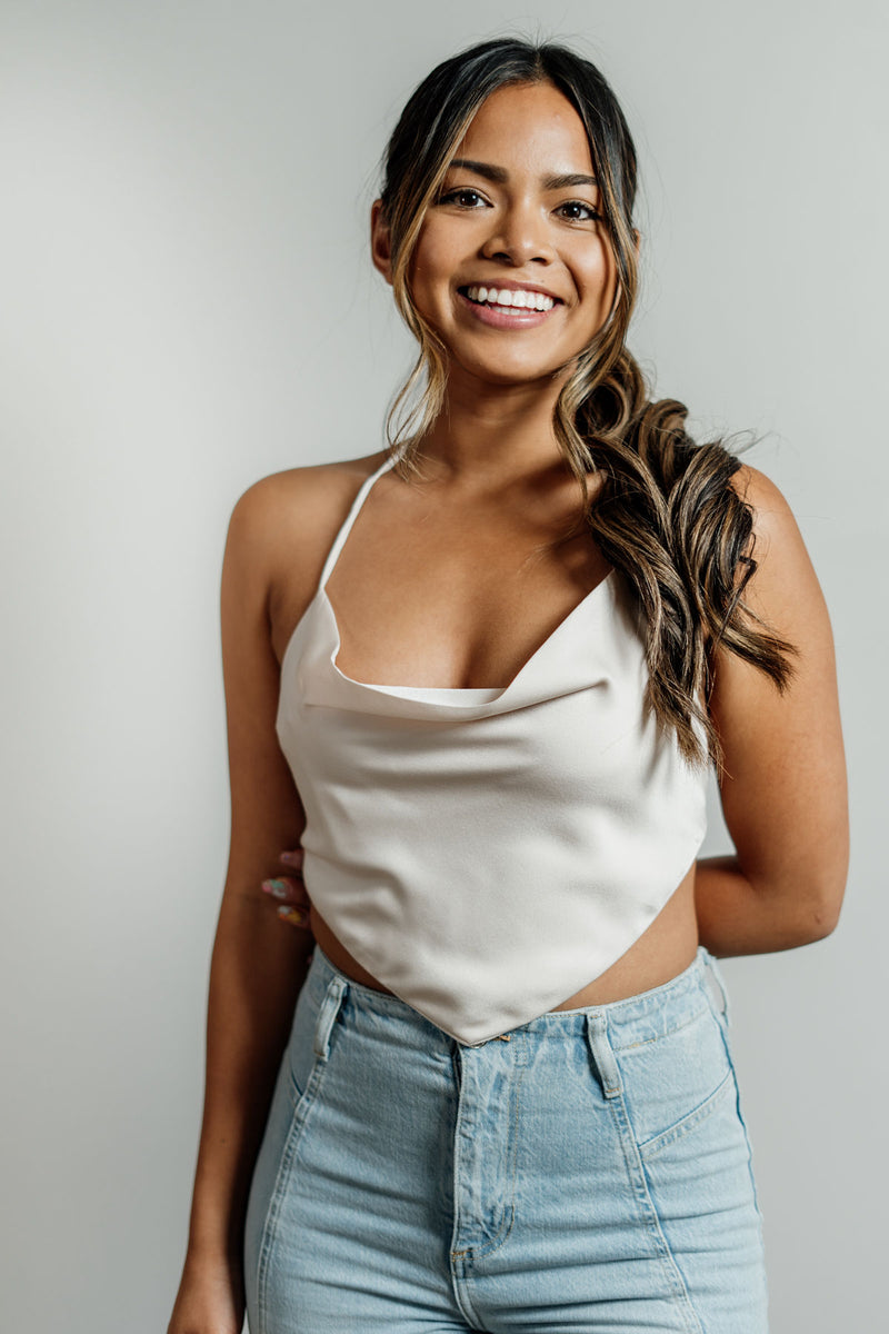 CLEARANCE - Cassie's Backless Halter Crop Top