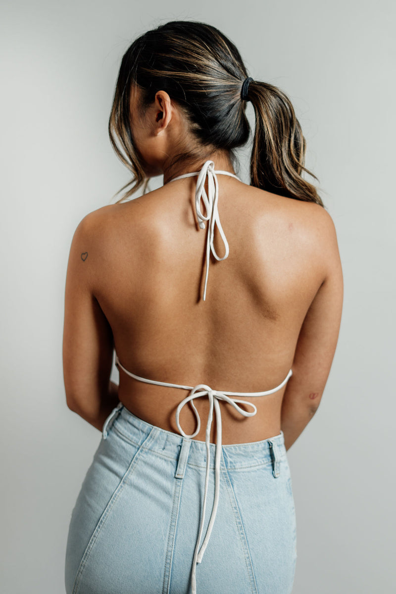 CLEARANCE - Cassie's Backless Halter Crop Top