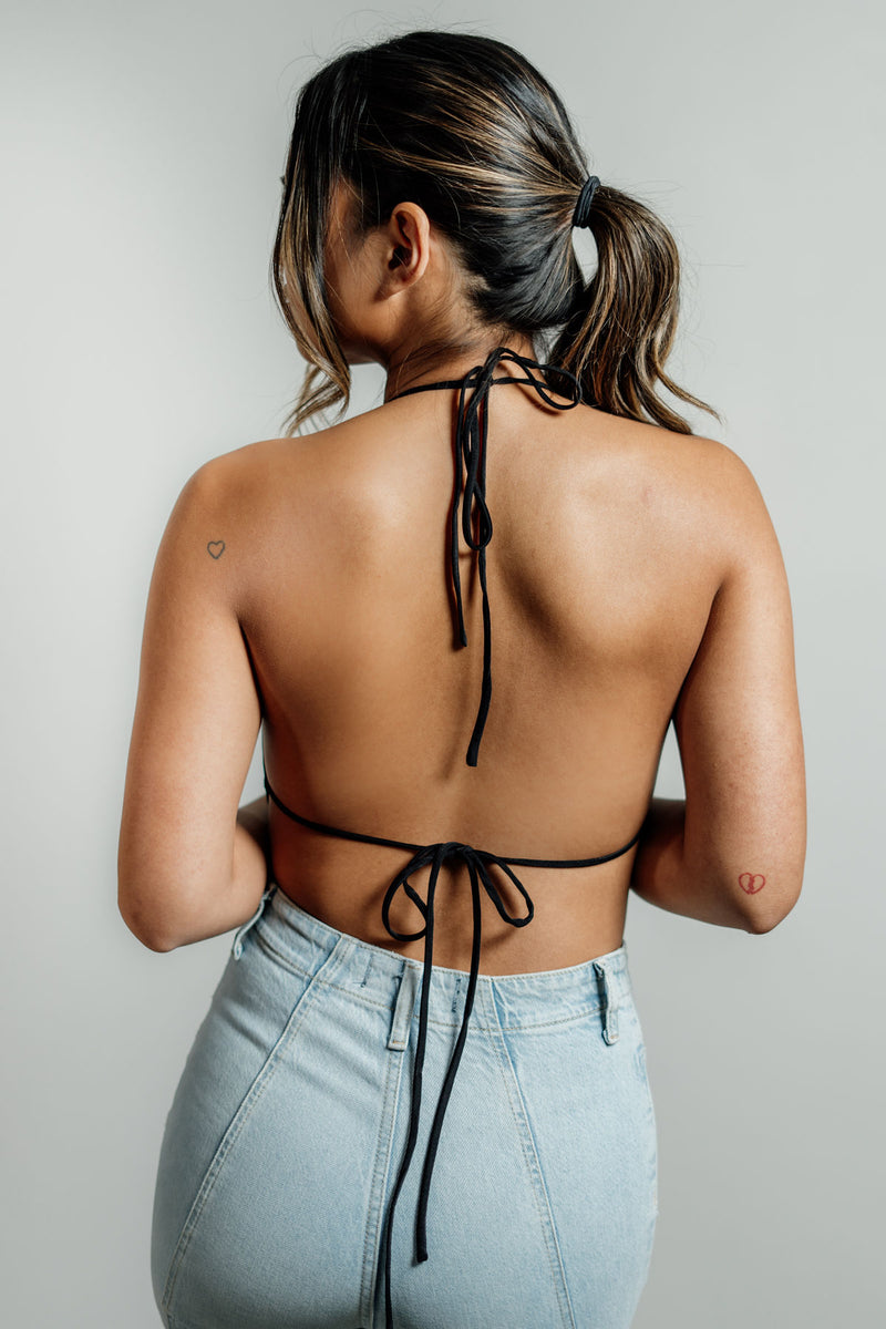 CLEARANCE - Cassie's Backless Halter Crop Top