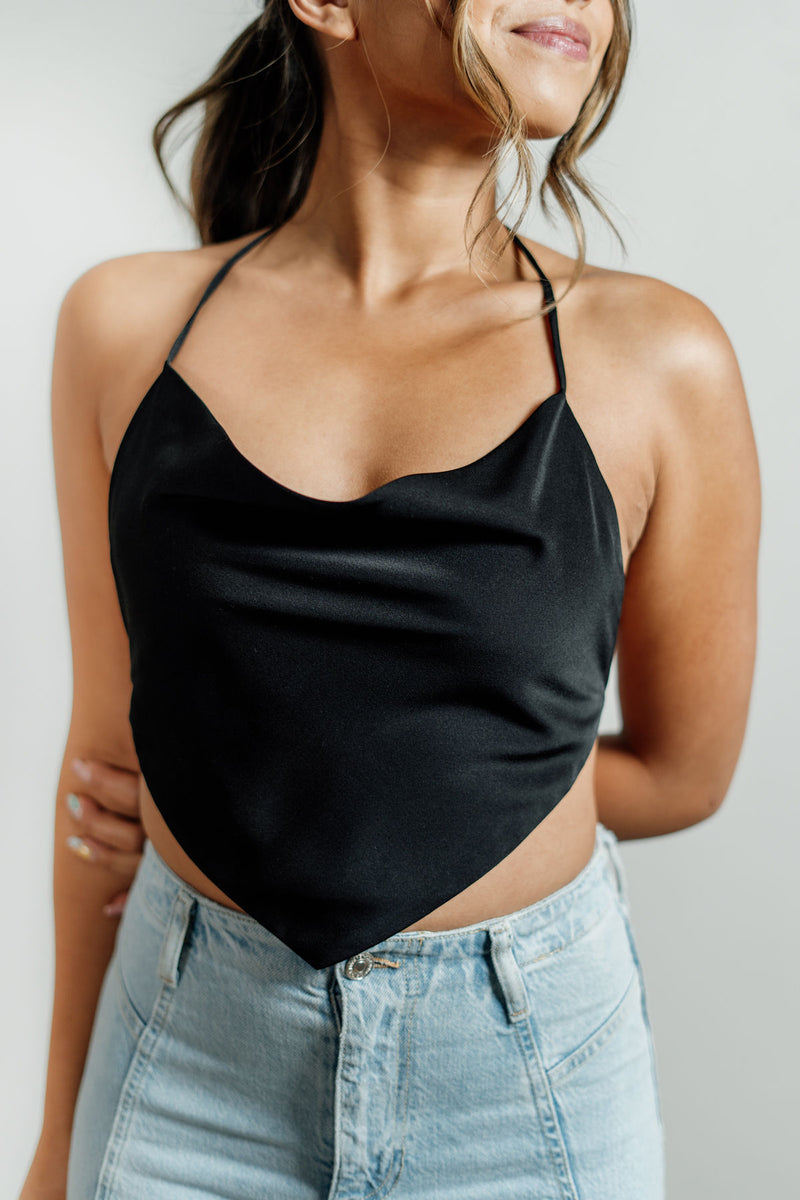 CLEARANCE - Cassie's Backless Halter Crop Top