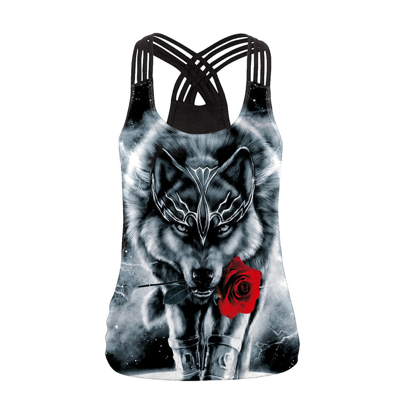 Game of Thrones Direwolf  Printing Women Tank Top Sexy Slim Backless Sling Tops Streetwear Vest For Female