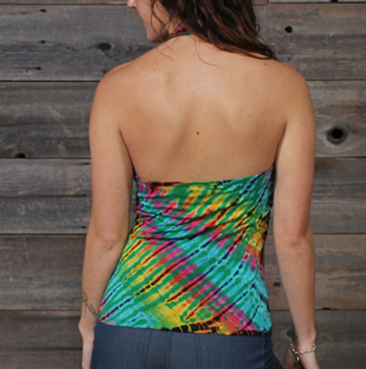 Women's Rayon Spandex Tie-Dye Backless Split Strap Tank Top