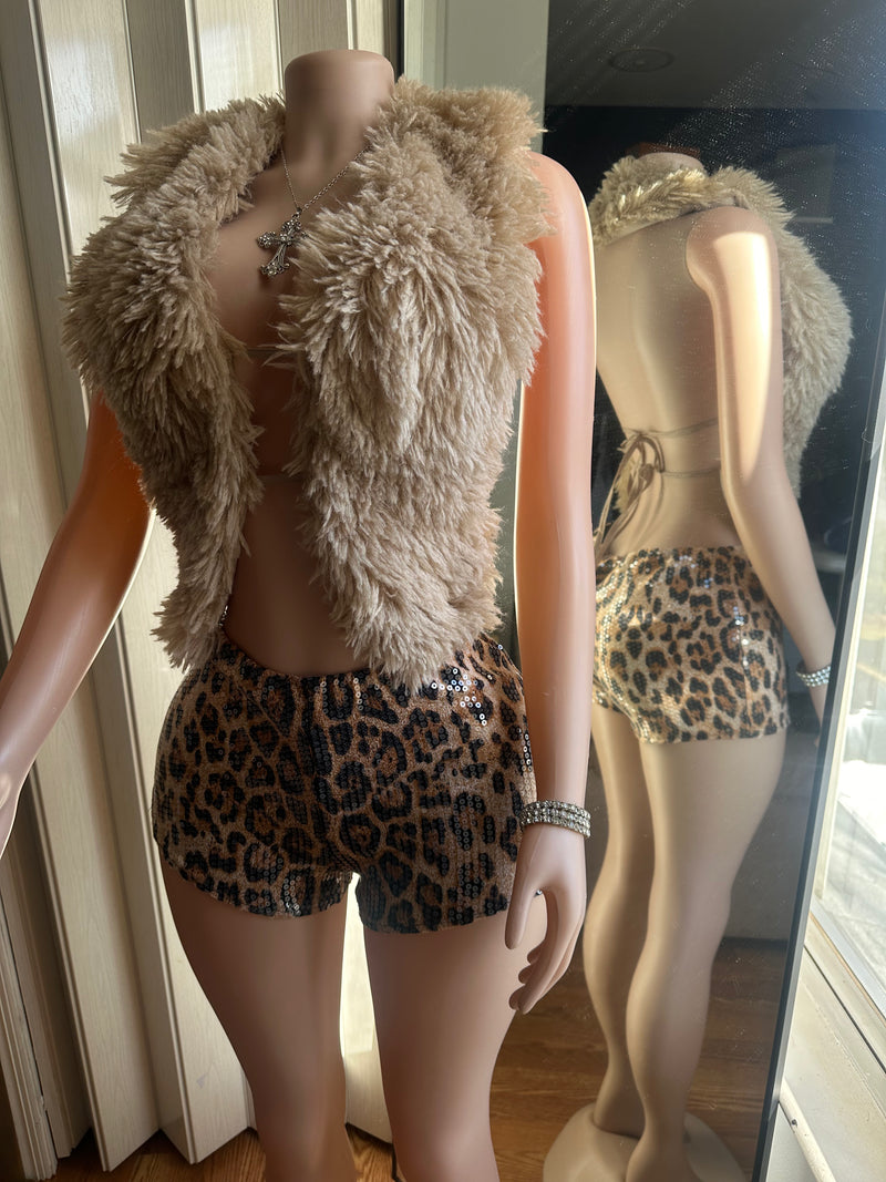 Fur Halter Top Backless- Fan Favorite!