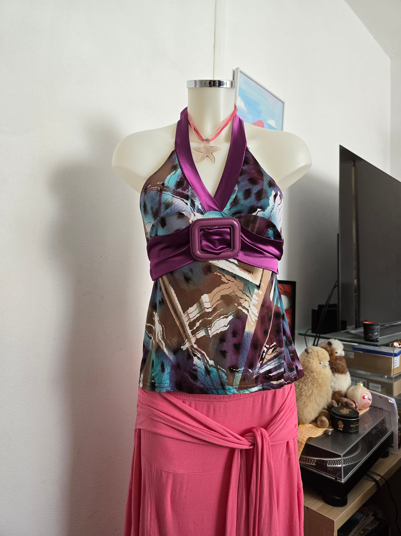 Y2k vintage bohemian backless top