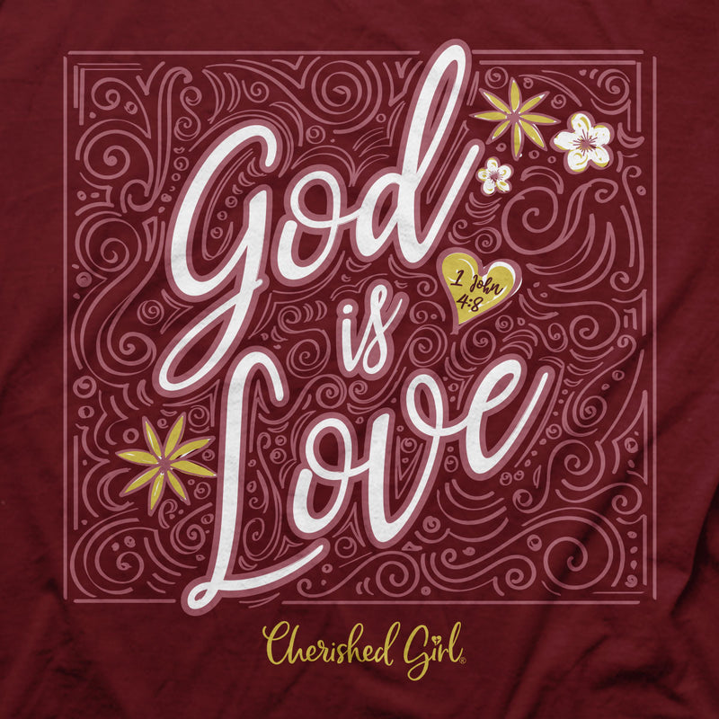 Cherished Girl Womens T-Shirt God Is Love Filigree