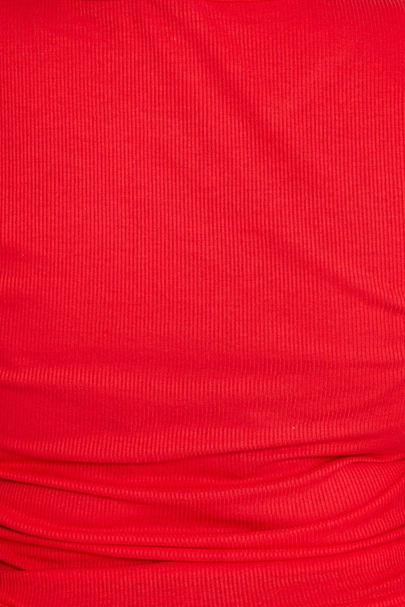 Red Short Sleeve Green Jersey Drawstring Side Top