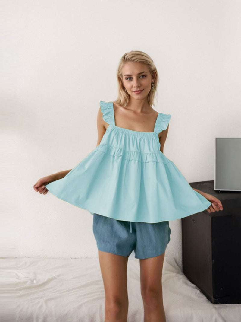 Liber Spring Women Backless Solid Color Blouse