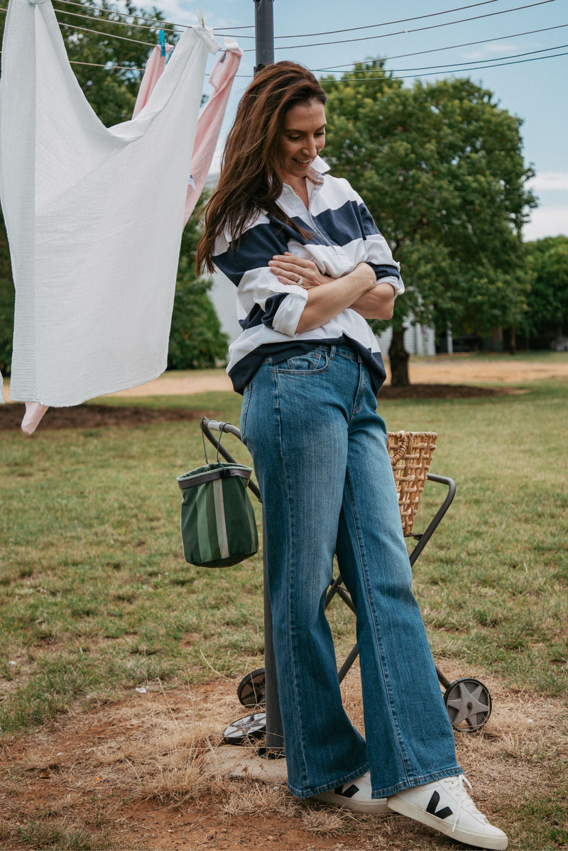 Mid Rise Wide Leg Jean Denim Blue