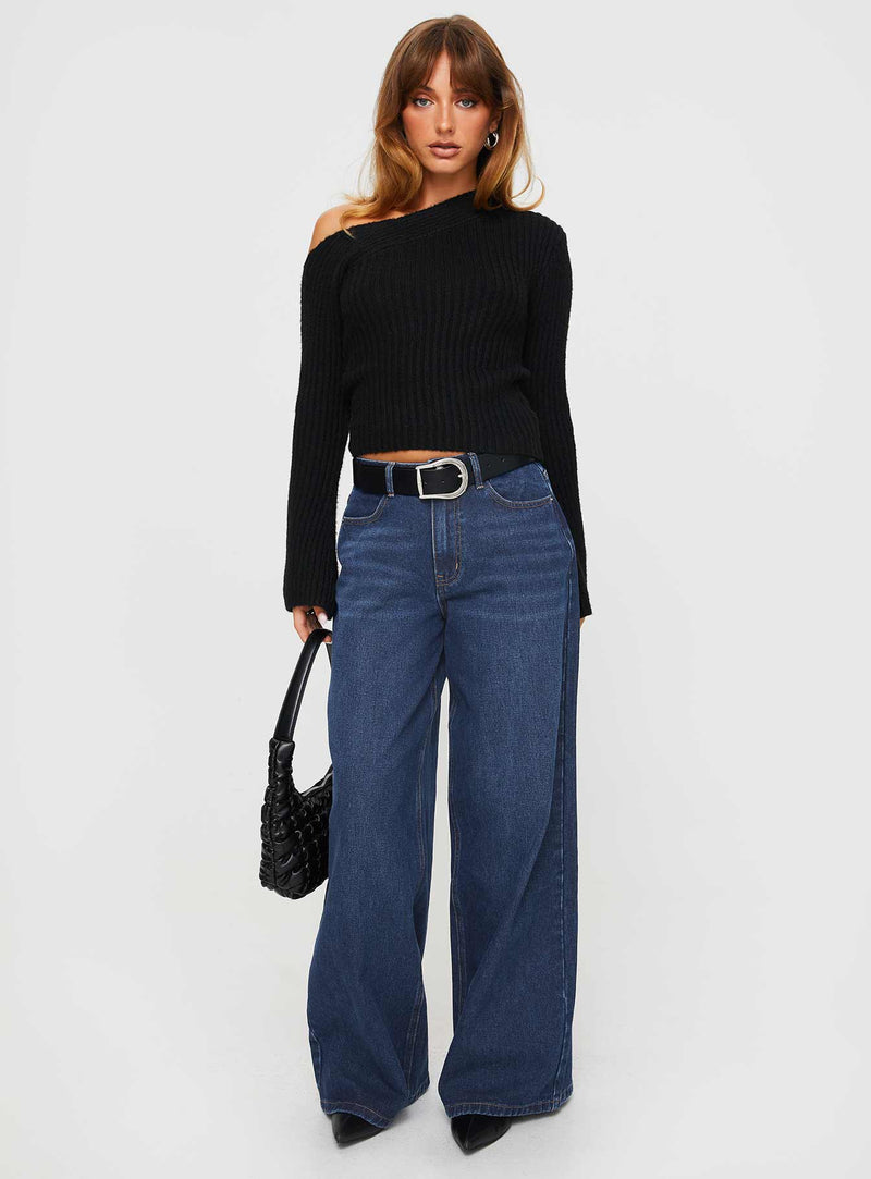 Naylor Wide Leg Jeans Mid Blue Denim Tall