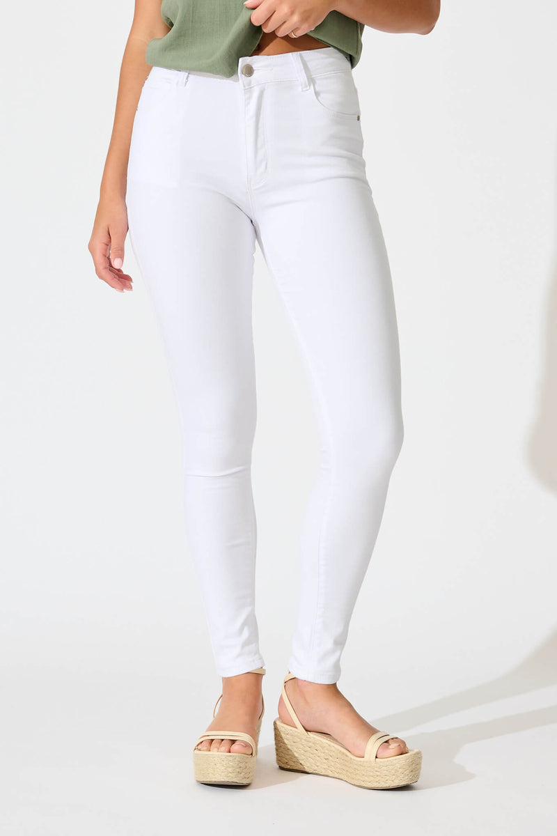 Siren High Rise Skinny Jean In White Denim