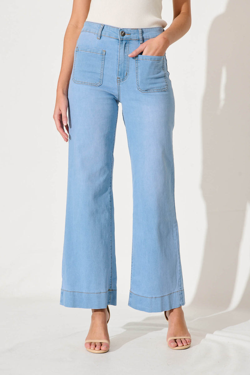 Juan High Rise Wide Leg Jean In Light Blue Denim