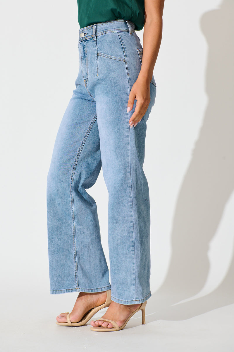 Margaret High Rise Wide Leg Jean In Light Blue Denim