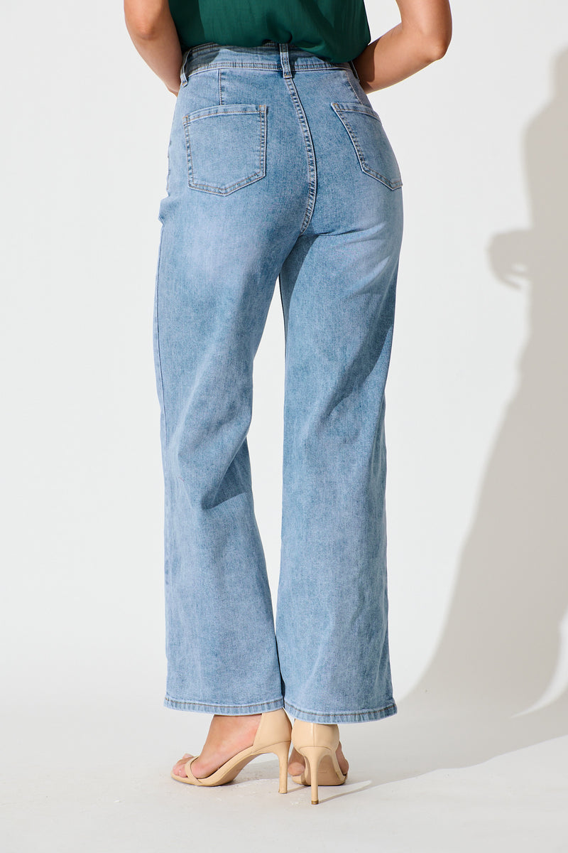 Margaret High Rise Wide Leg Jean In Light Blue Denim