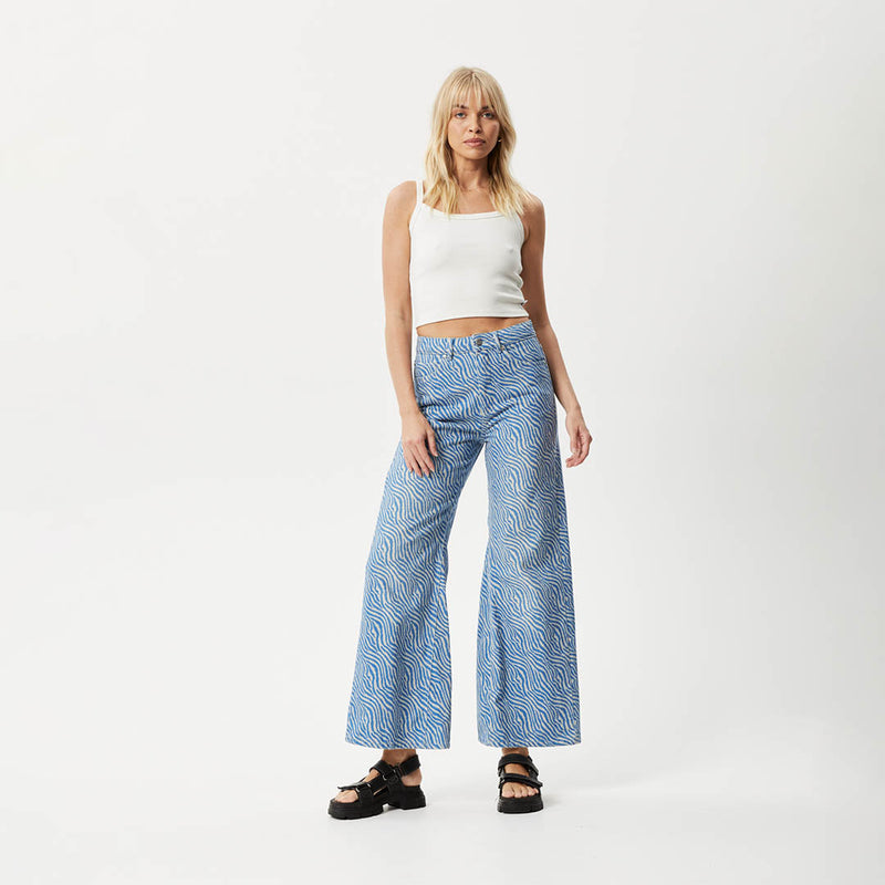 AFENDS Womens Shadows Gigi - Denim Flared Jean - Arctic
