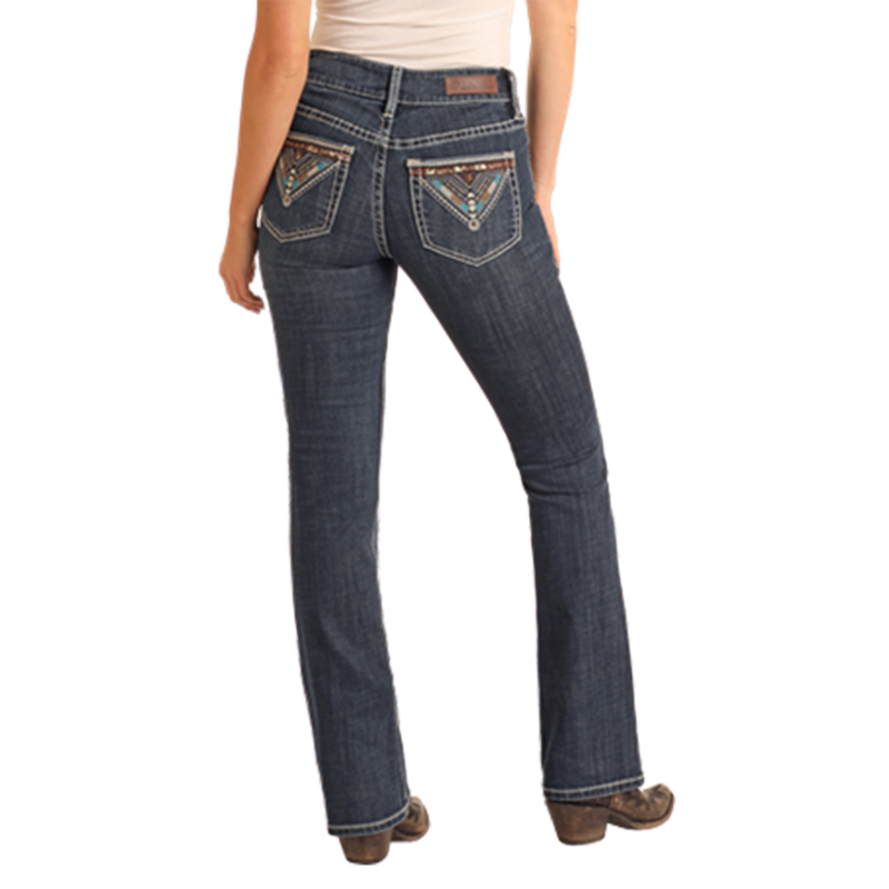 Rock & Roll Denim Women's Cowhide Embroidery Jeans