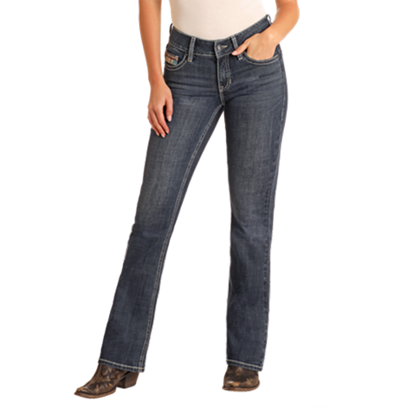 Rock & Roll Denim Women's Cowhide Embroidery Jeans