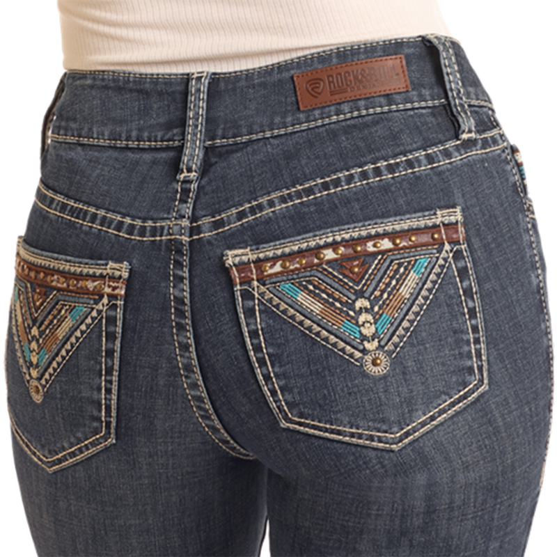 Rock & Roll Denim Women's Cowhide Embroidery Jeans