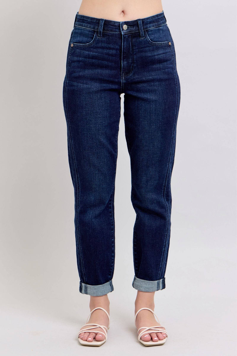 Judy Blue High Waist Dark Wash Boyfriend Denim Jeans 82646