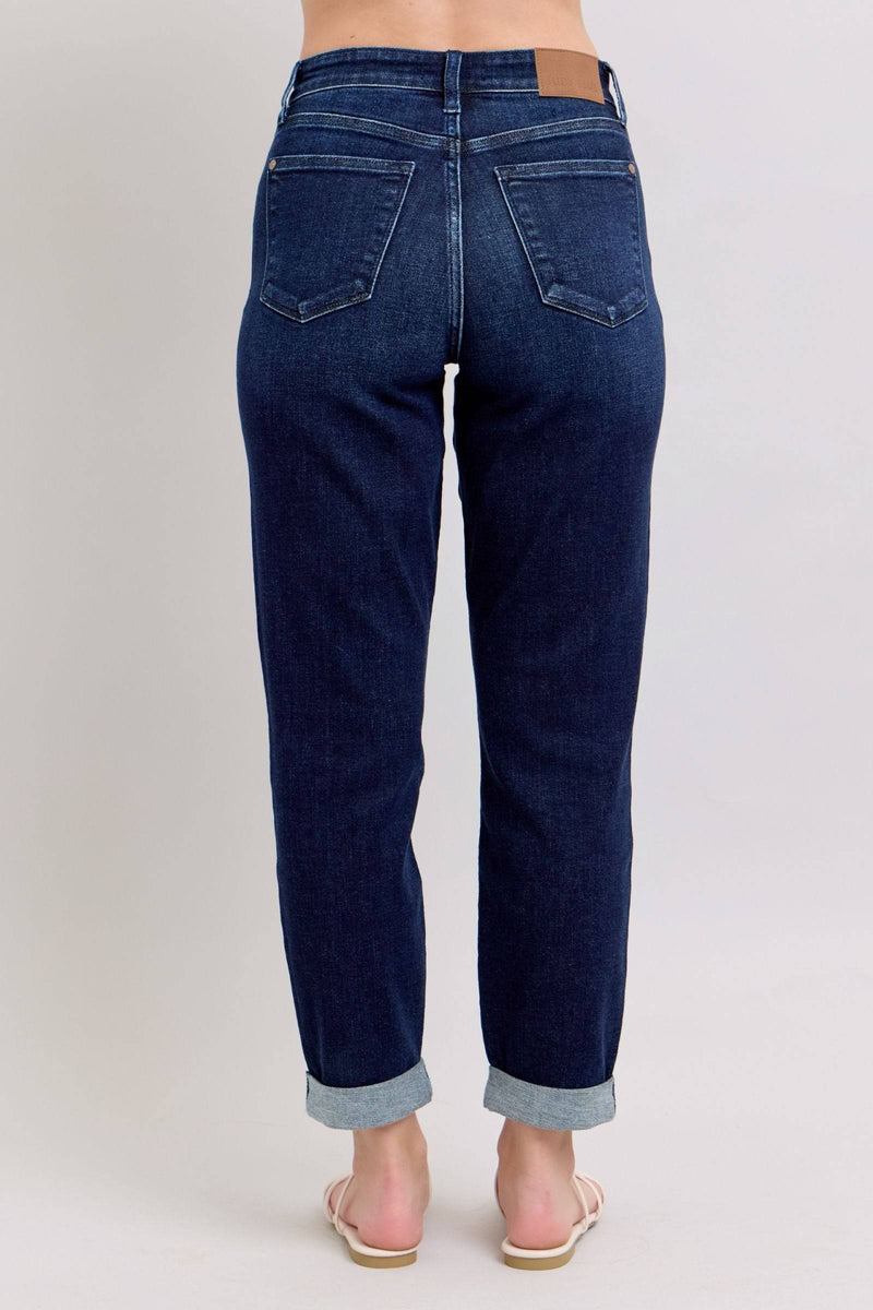 Judy Blue High Waist Dark Wash Boyfriend Denim Jeans 82646