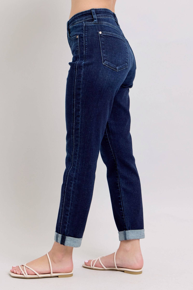 Judy Blue High Waist Dark Wash Boyfriend Denim Jeans 82646