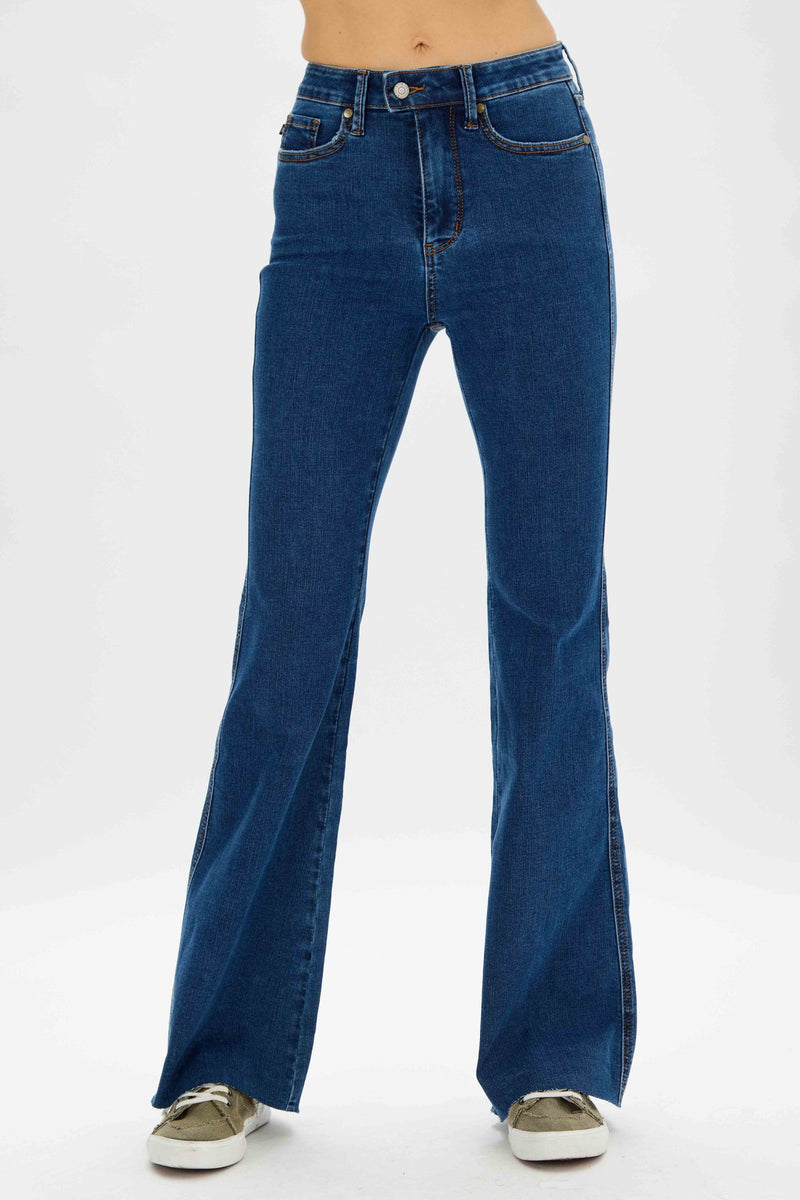 Judy Blue High Waist Cool Denim Jeans Tummy Control Flare Denim Jeans 88611