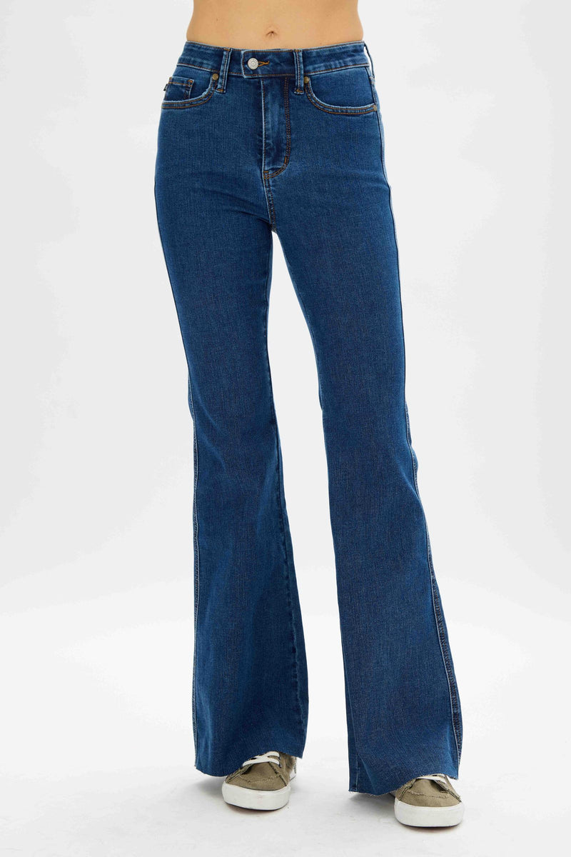 Judy Blue High Waist Cool Denim Jeans Tummy Control Flare Denim Jeans 88611