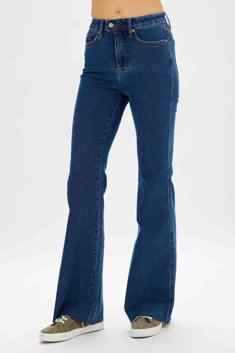 Judy Blue High Waist Cool Denim Jeans Tummy Control Flare Denim Jeans 88611