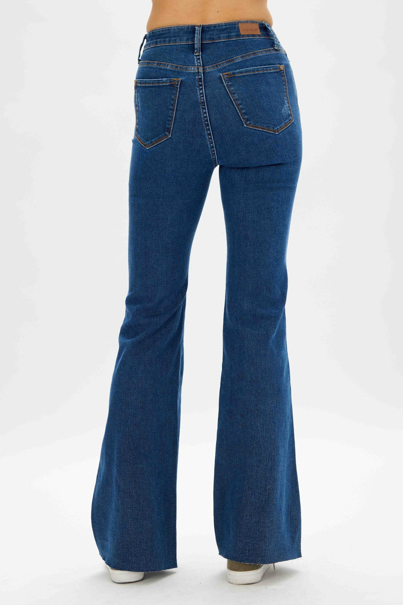 Judy Blue High Waist Cool Denim Jeans Tummy Control Flare Denim Jeans 88611