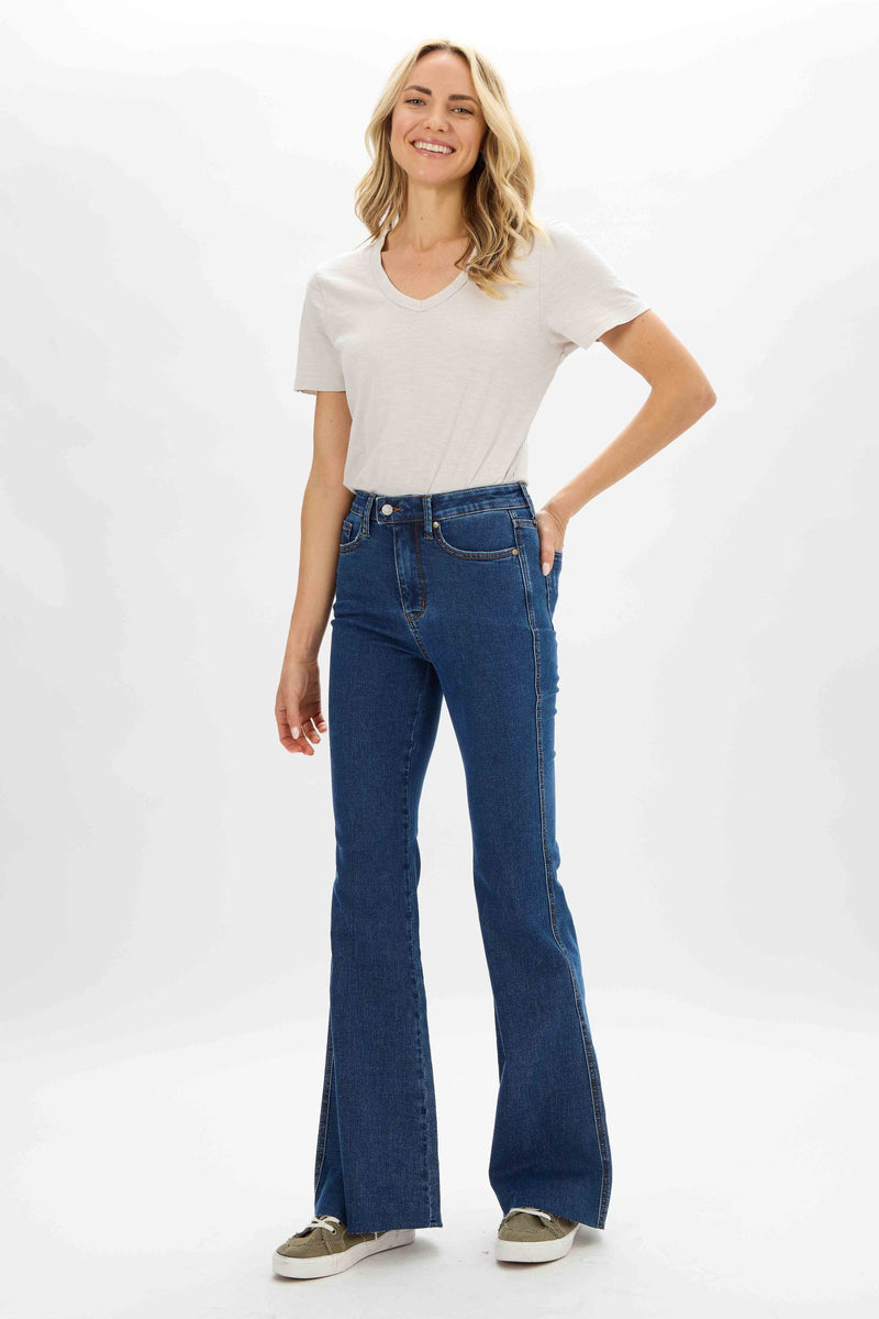 Judy Blue High Waist Cool Denim Jeans Tummy Control Flare Denim Jeans 88611
