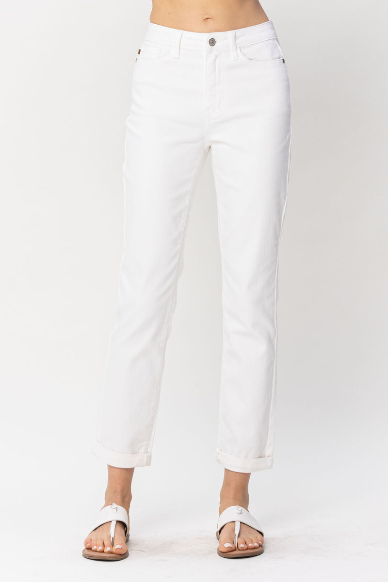 Judy Blue High Waist Double Cuff Boyfriend Denim Jeans 88675