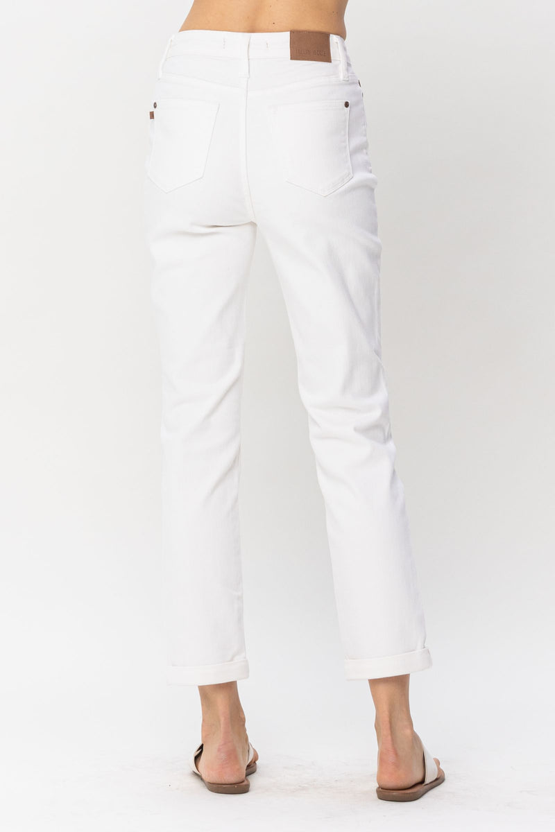 Judy Blue High Waist Double Cuff Boyfriend Denim Jeans 88675