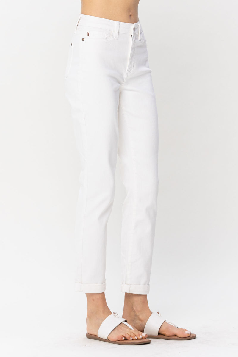 Judy Blue High Waist Double Cuff Boyfriend Denim Jeans 88675