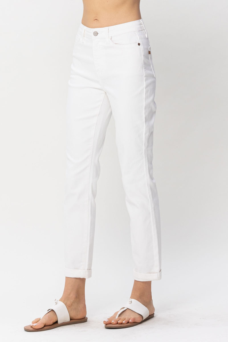 Judy Blue High Waist Double Cuff Boyfriend Denim Jeans 88675