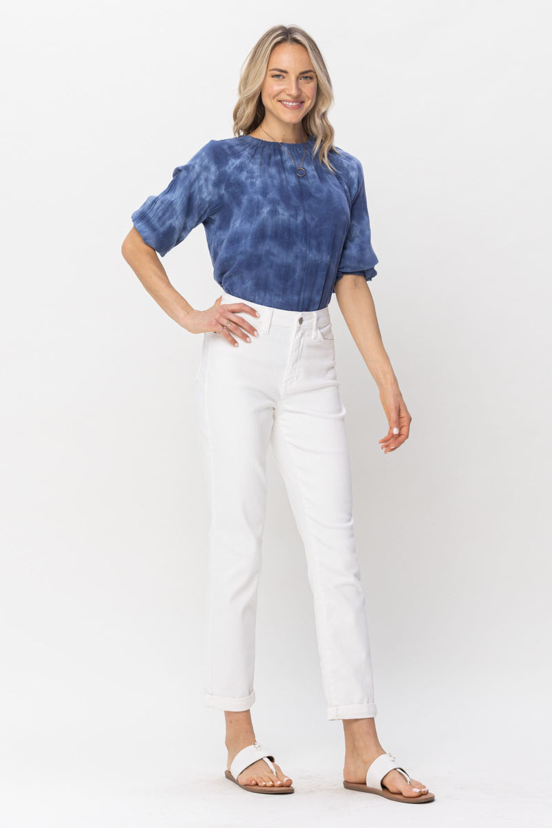 Judy Blue High Waist Double Cuff Boyfriend Denim Jeans 88675
