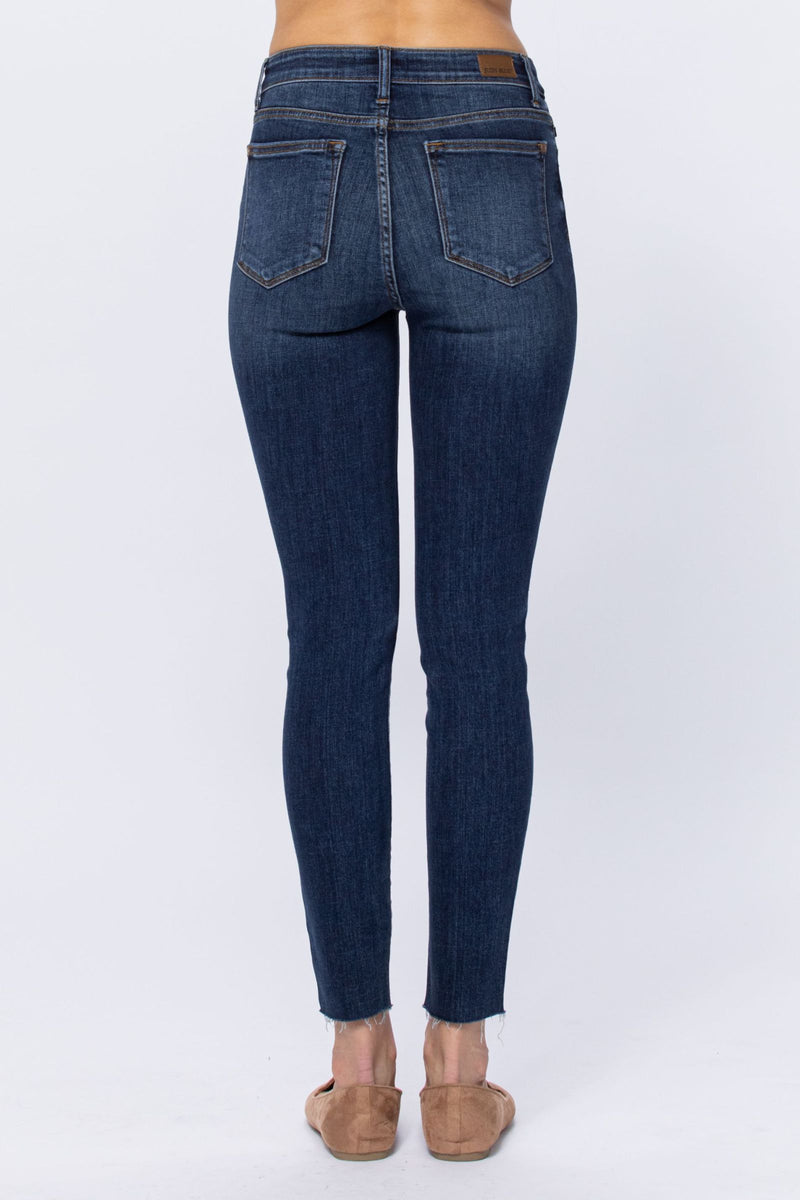 Judy Blue High Rise Button Fly Cut Off Skinny Denim Jeans 82318