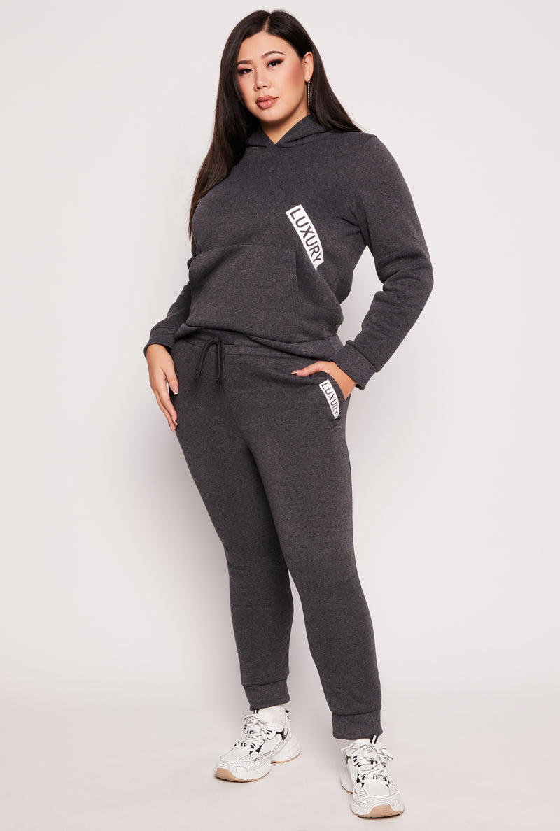 Plus Size Fleece Luxury Graphic Hoodie