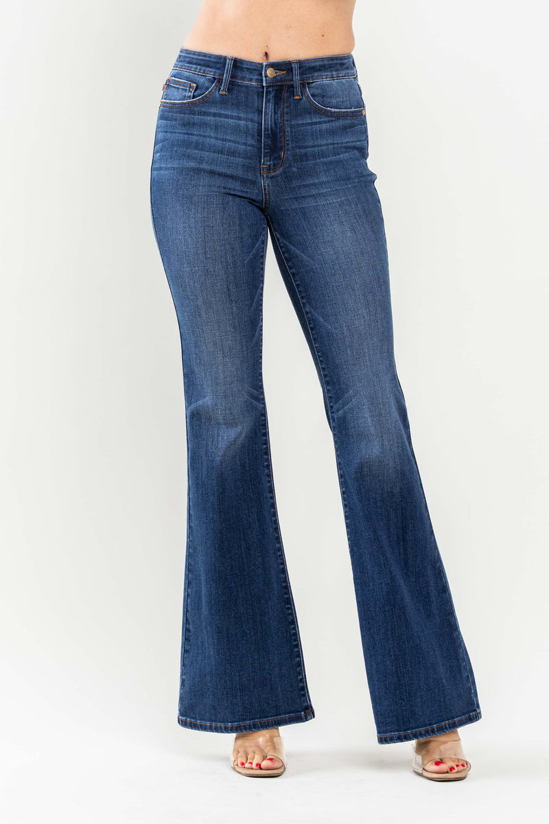 Judy Blue High Waist Classic Contrast Flare Denim Jeans 82591